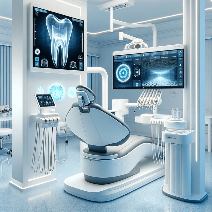 Advanced dental treatment chair with digital imaging screens
